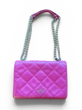 Kate Spade New York quilted shoulder bag in a bold hot pink colourway